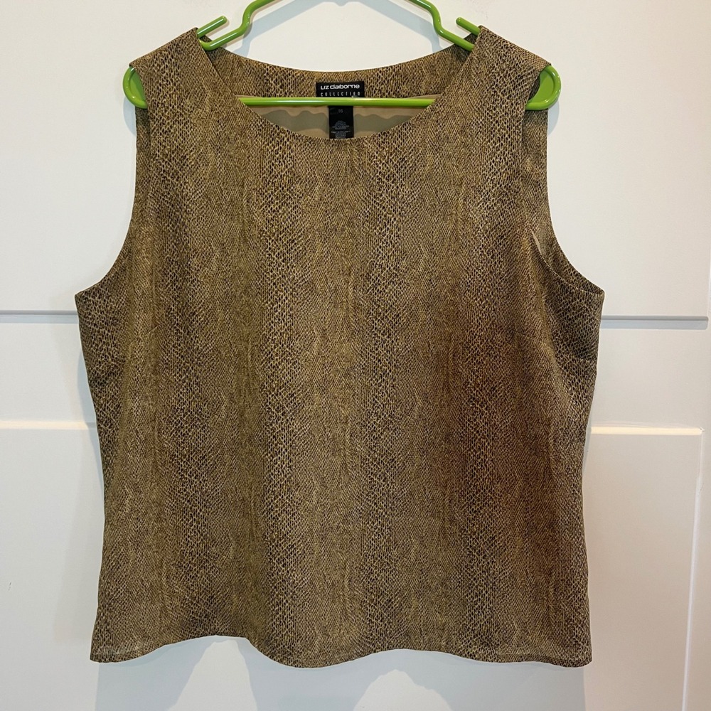 Liz Claiborne Collection Womens Size 16 Sleeveless Top Snake Print Career Classy